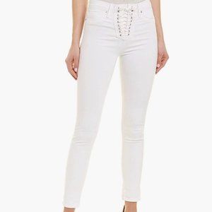 Hudson Jeans Bullocks High Rise Lace Up Super Skinny White ( 26  )